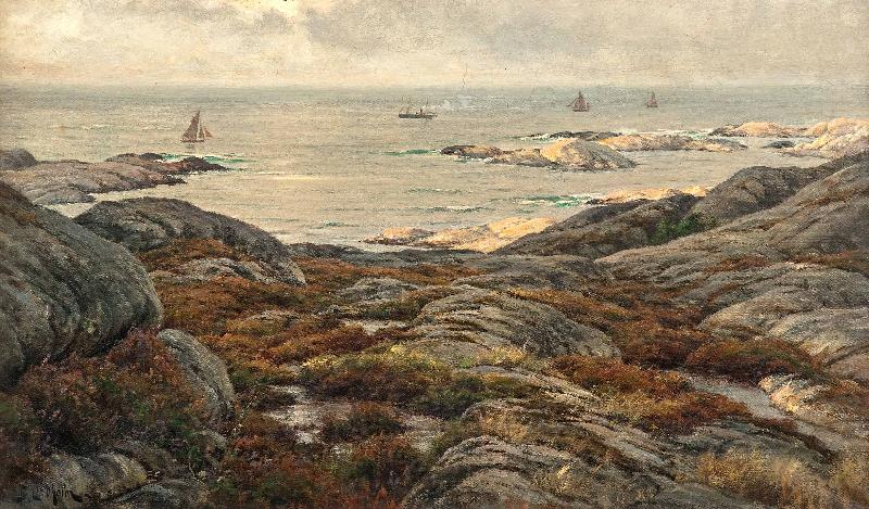 Berndt Lindholm Kustlandskap France oil painting art